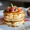 pancake with sliced strawberry