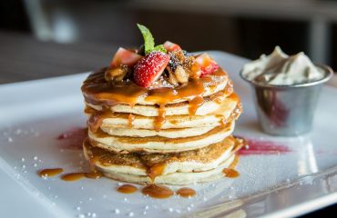 pancake with sliced strawberry